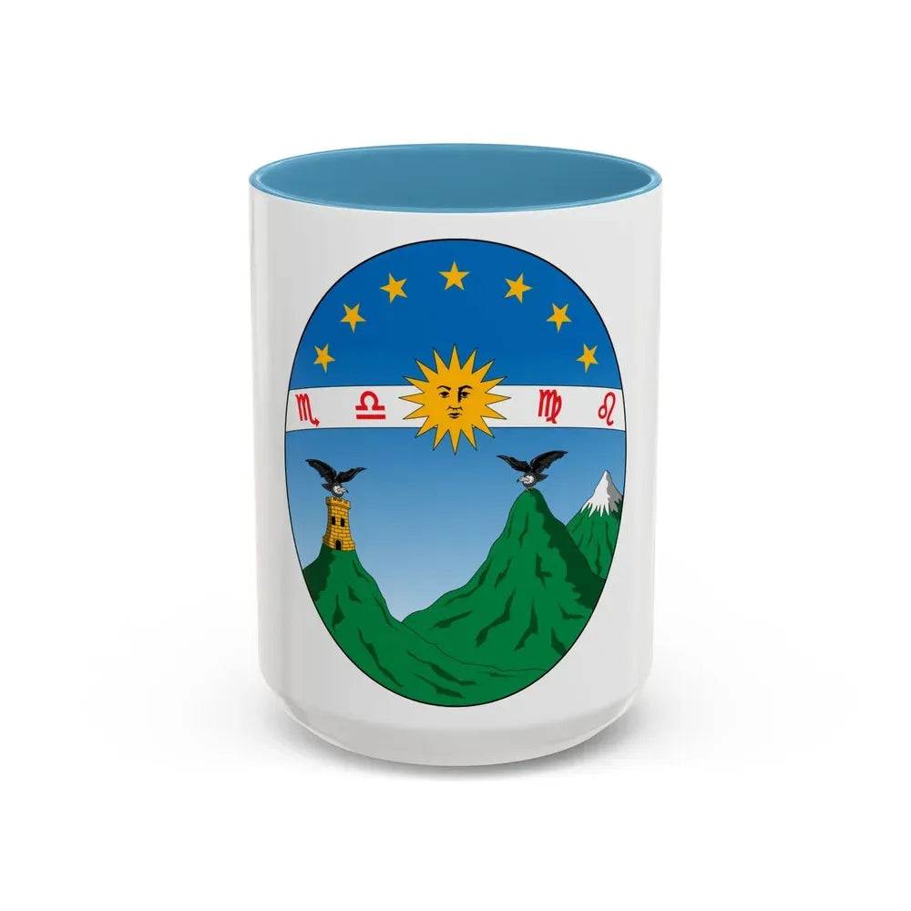 Coat of arms of Ecuador (1835) - Accent Coffee Mug 15oz Light Blue - Go Mug Yourself