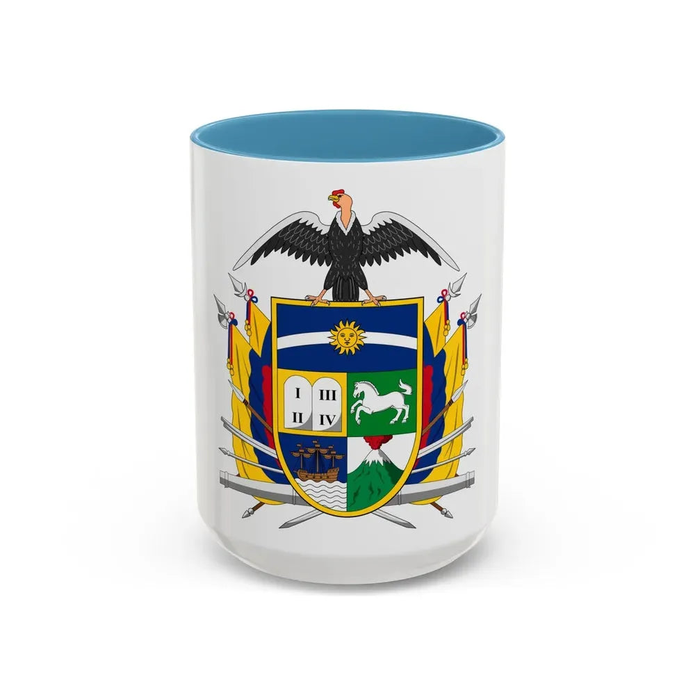 Coat of arms of Ecuador (1843) - Accent Coffee Mug 15oz Light Blue - Go Mug Yourself