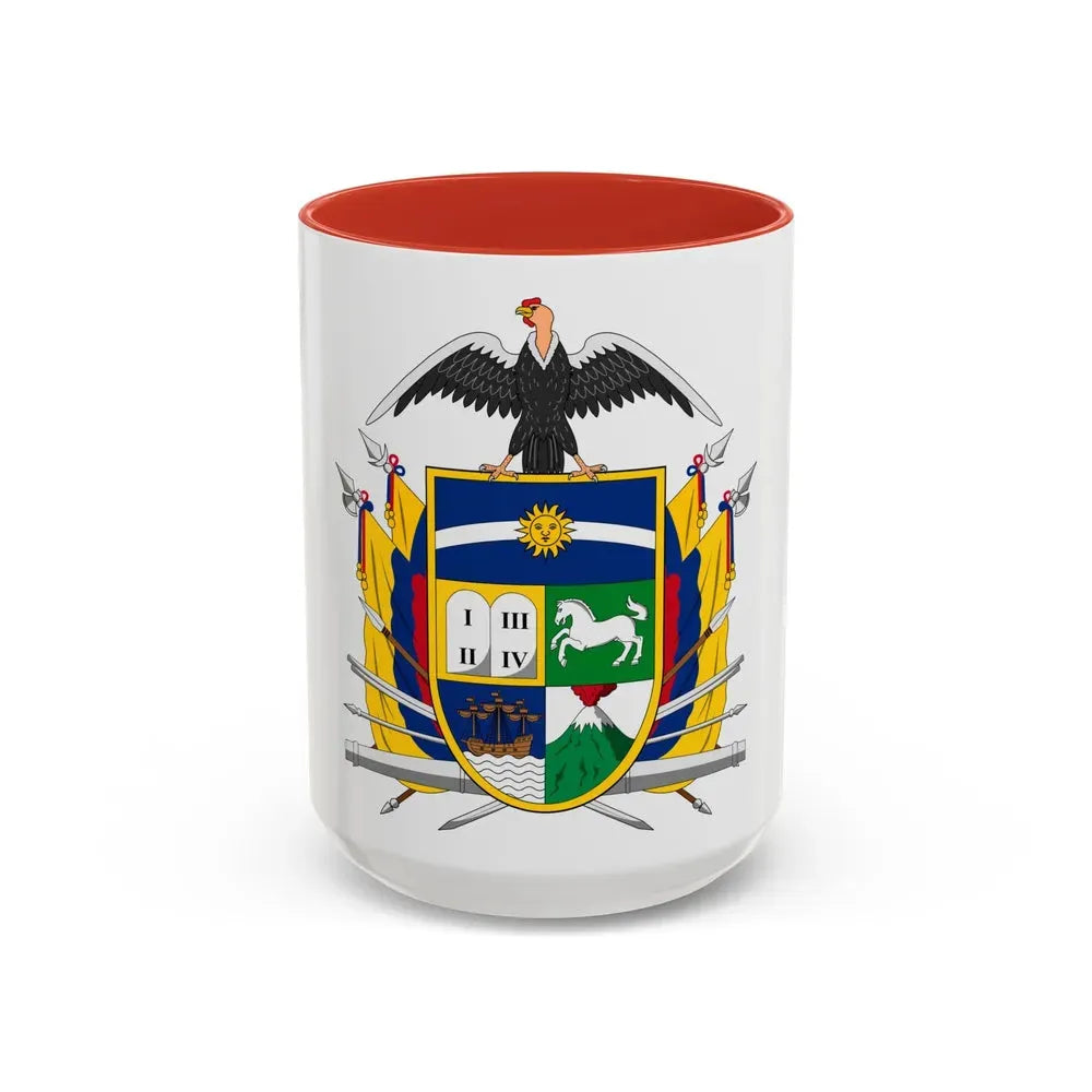 Coat of arms of Ecuador (1843) - Accent Coffee Mug 15oz Red - Go Mug Yourself