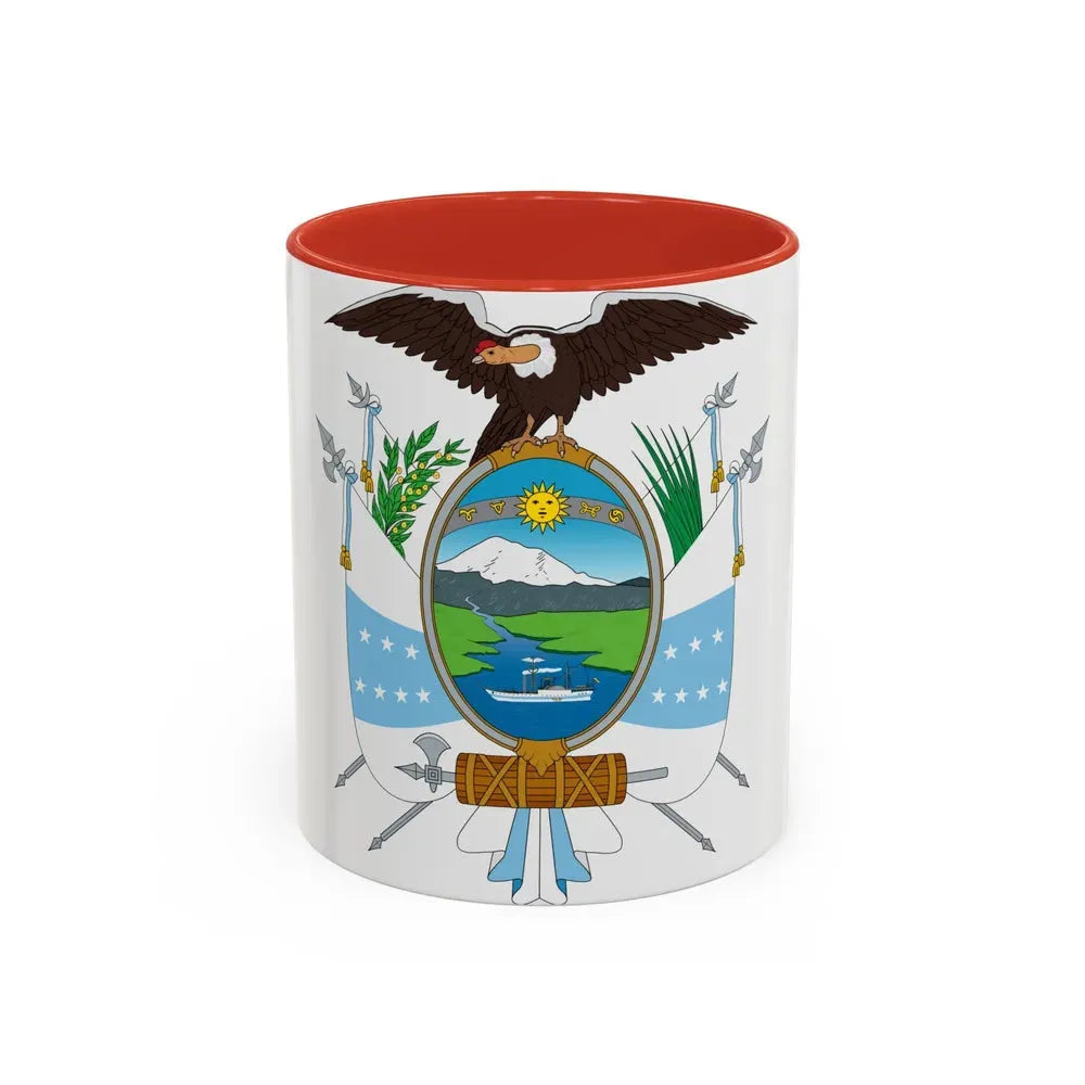 Coat of arms of Ecuador (1845) - Accent Coffee Mug 11oz Red - Go Mug Yourself