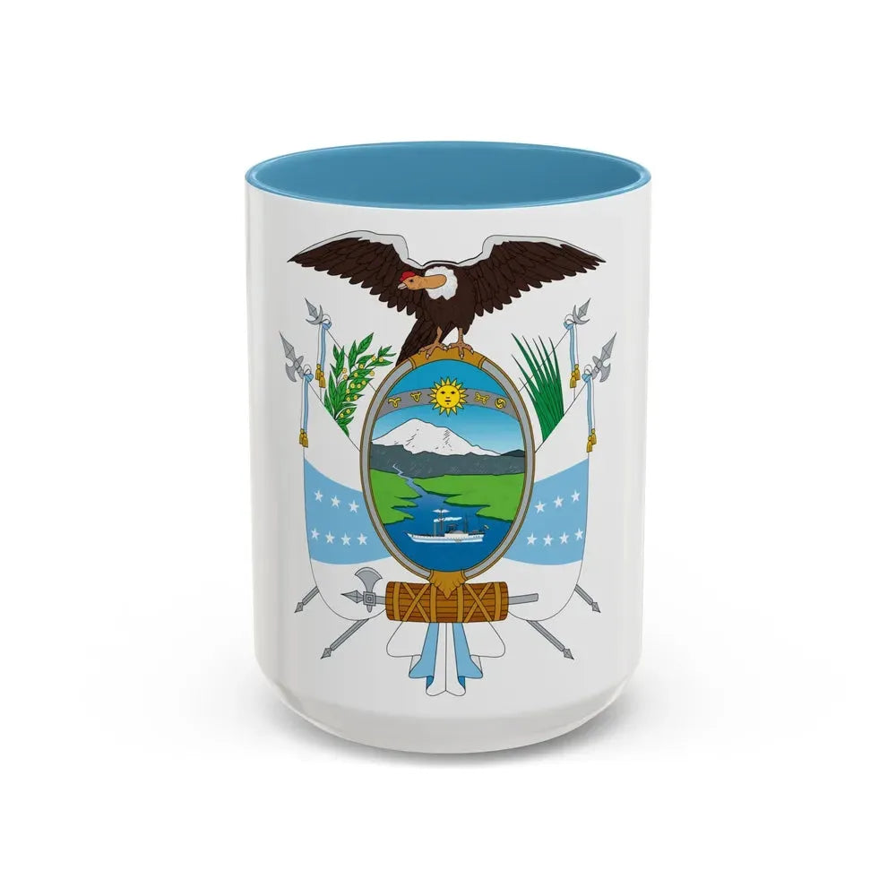 Coat of arms of Ecuador (1845) - Accent Coffee Mug 15oz Light Blue - Go Mug Yourself