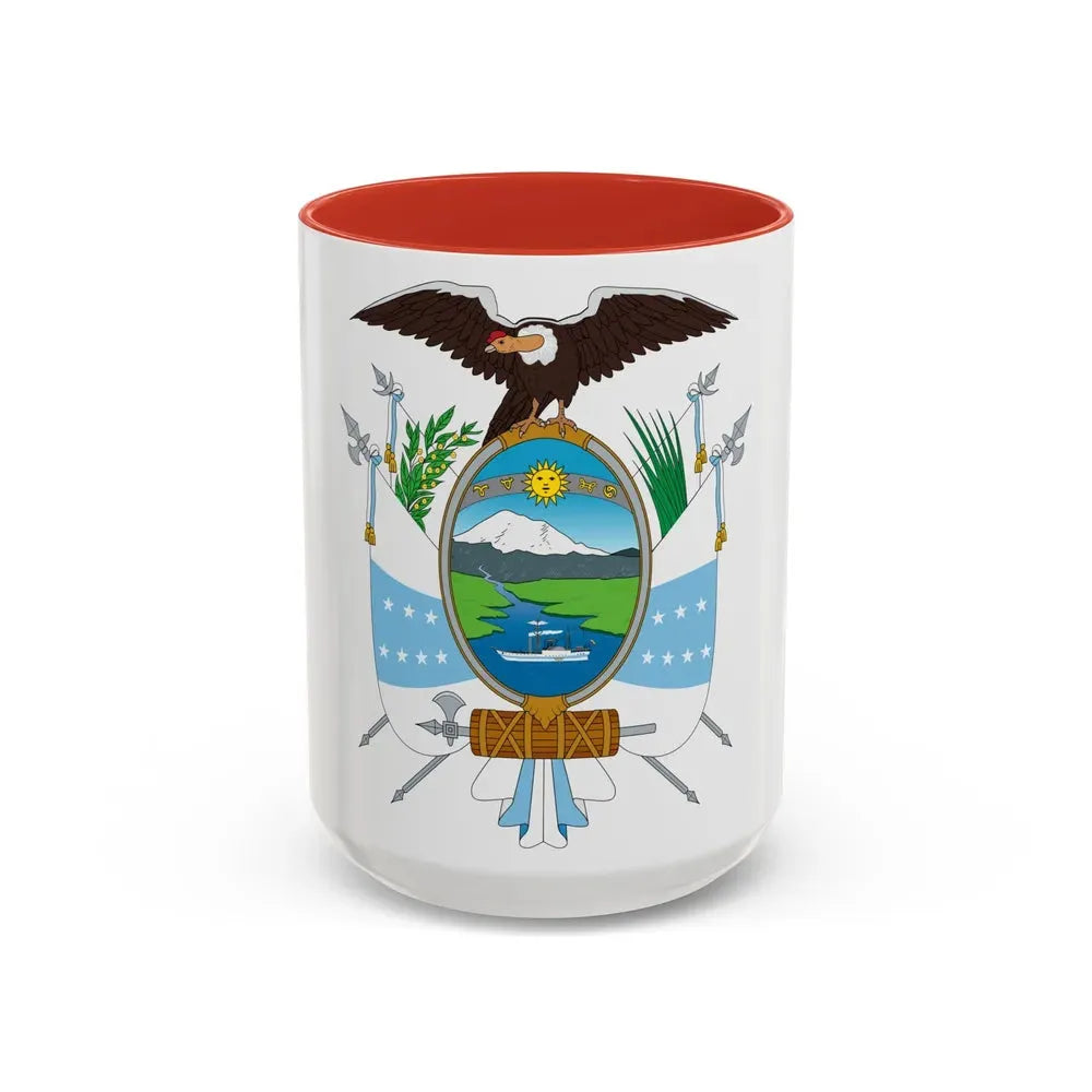 Coat of arms of Ecuador (1845) - Accent Coffee Mug 15oz Red - Go Mug Yourself