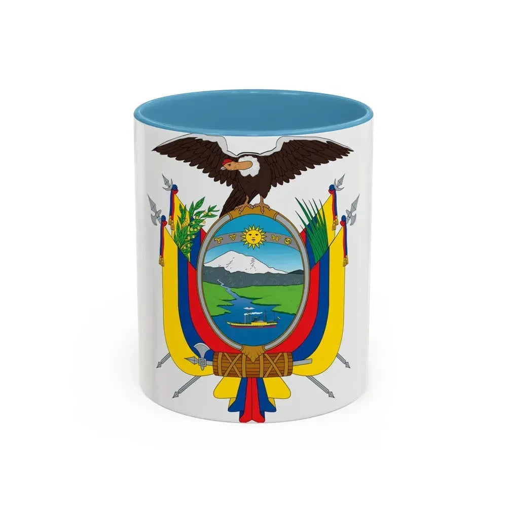 Coat of arms of Ecuador - Accent Coffee Mug 11oz Light Blue - Go Mug Yourself