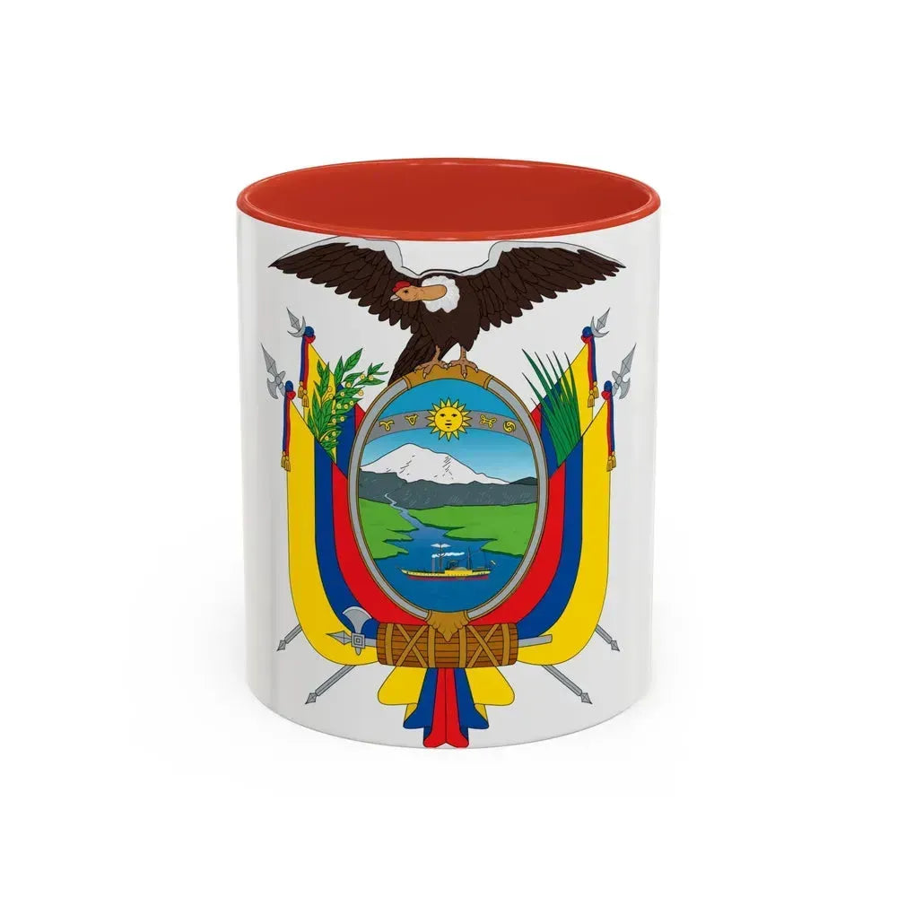 Coat of arms of Ecuador - Accent Coffee Mug 11oz Red - Go Mug Yourself