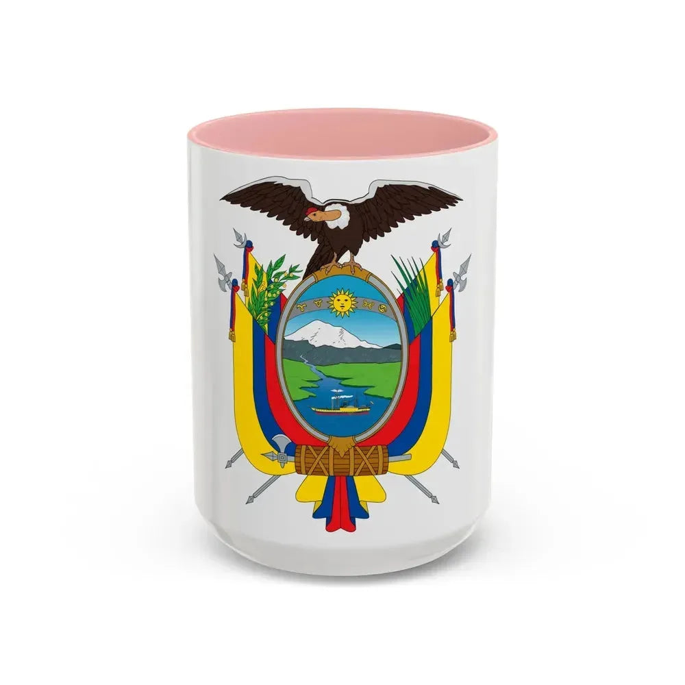 Coat of arms of Ecuador - Accent Coffee Mug 15oz Pink - Go Mug Yourself