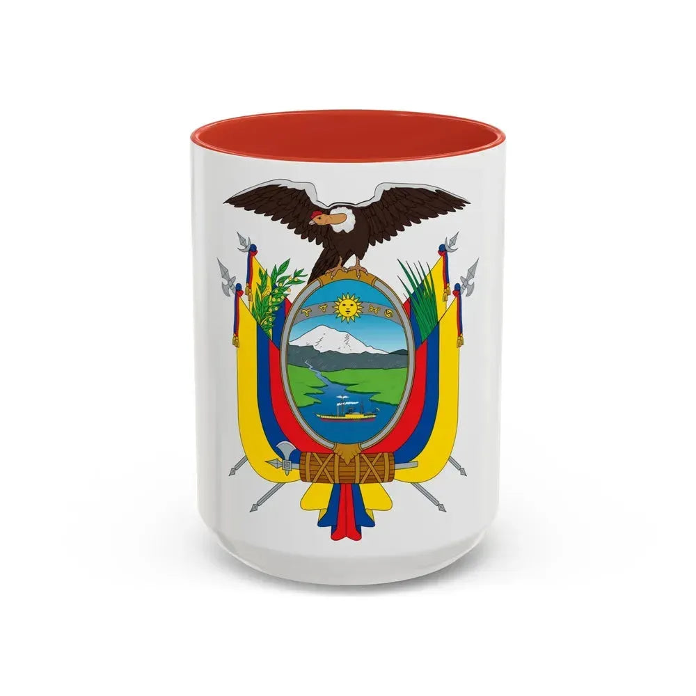 Coat of arms of Ecuador - Accent Coffee Mug 15oz Red - Go Mug Yourself