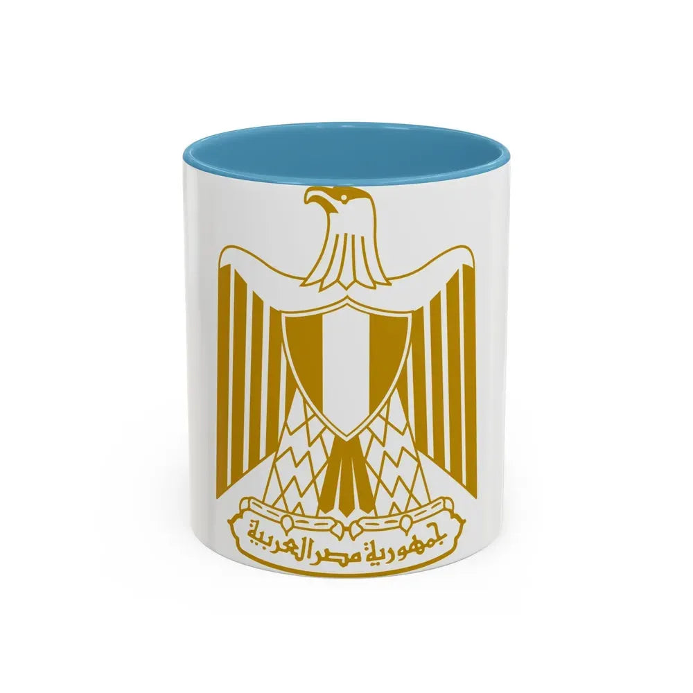 Coat of arms of Egypt (on flag) - Accent Coffee Mug 11oz Light Blue - Go Mug Yourself