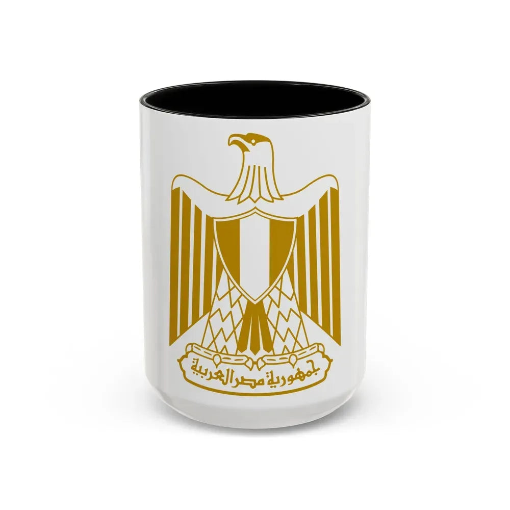 Coat of arms of Egypt (on flag) - Accent Coffee Mug 15oz Black - Go Mug Yourself