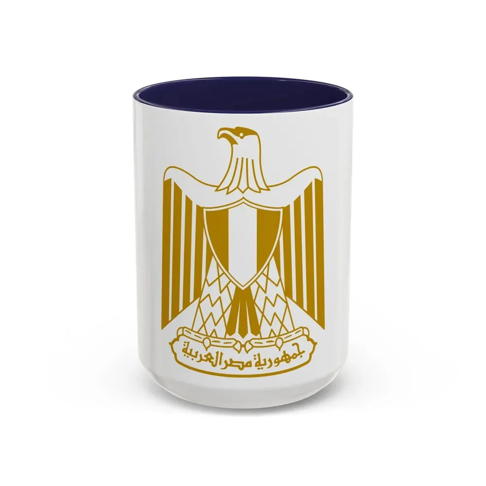 Coat of arms of Egypt (on flag) - Accent Coffee Mug 15oz Navy - Go Mug Yourself