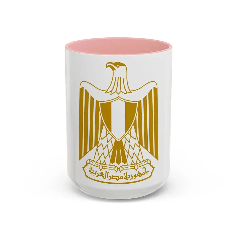 Coat of arms of Egypt (on flag) - Accent Coffee Mug 15oz Pink - Go Mug Yourself