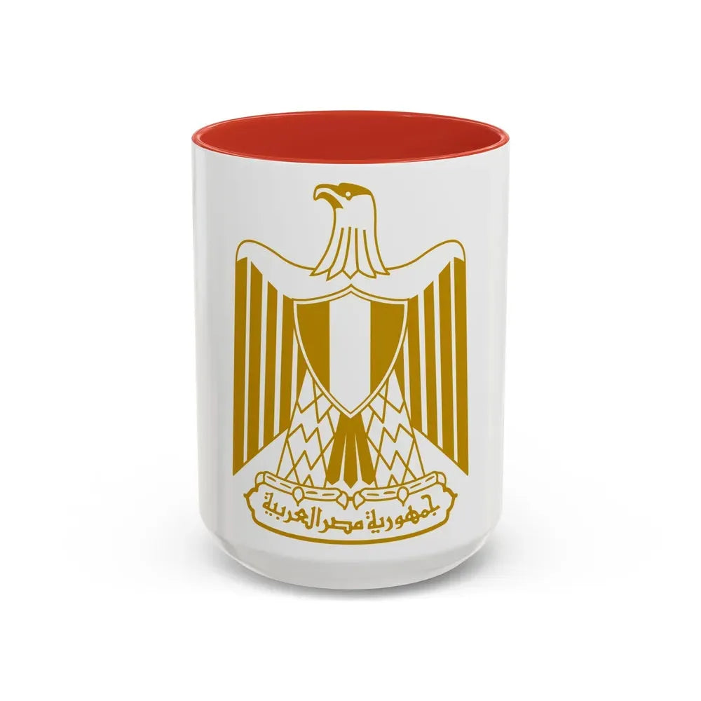 Coat of arms of Egypt (on flag) - Accent Coffee Mug 15oz Red - Go Mug Yourself
