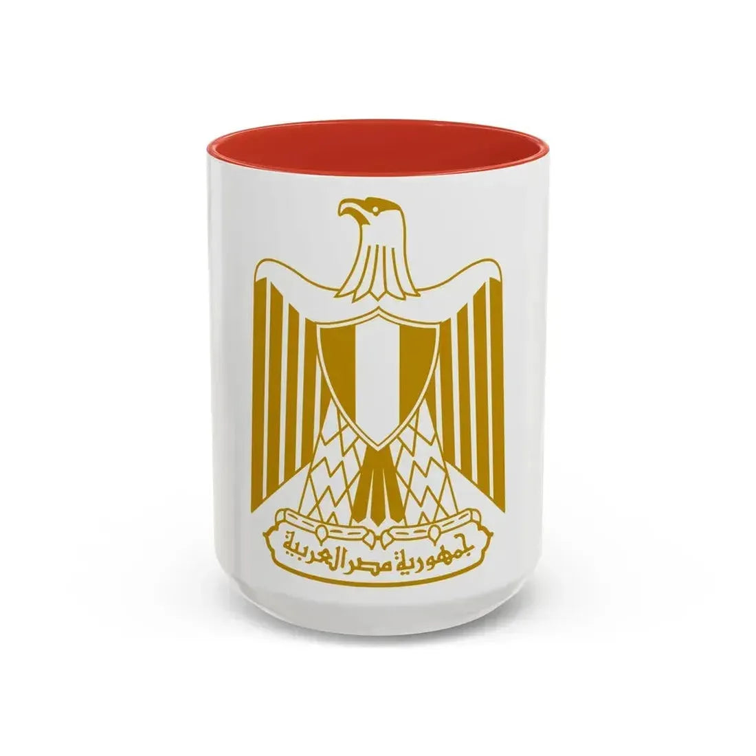 Coat of arms of Egypt (on flag) - Accent Coffee Mug 15oz Red - Go Mug Yourself