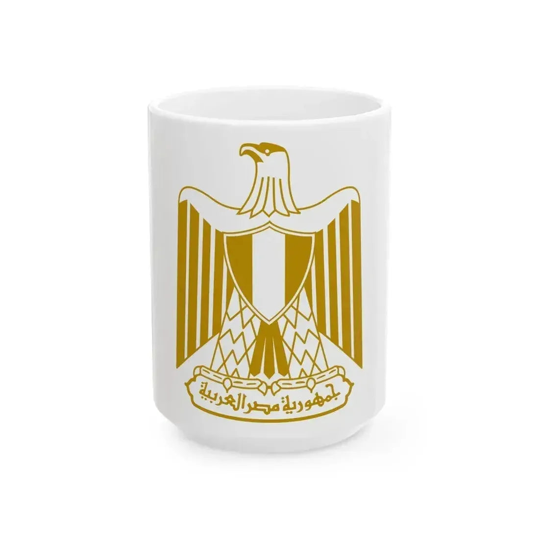 Coat of arms of Egypt (on flag) - White Coffee Mug 15oz - Go Mug Yourself