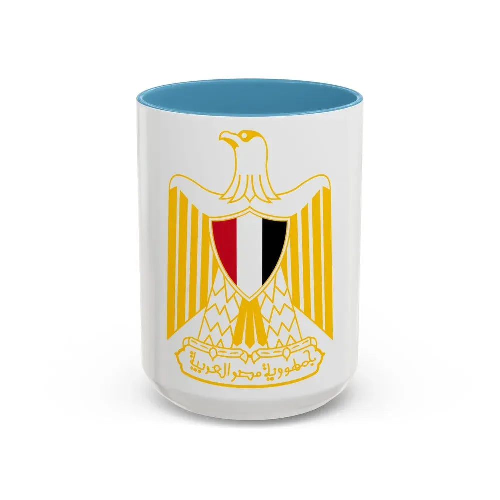 Coat of arms of Egypt (variant) - Accent Coffee Mug 15oz Light Blue - Go Mug Yourself