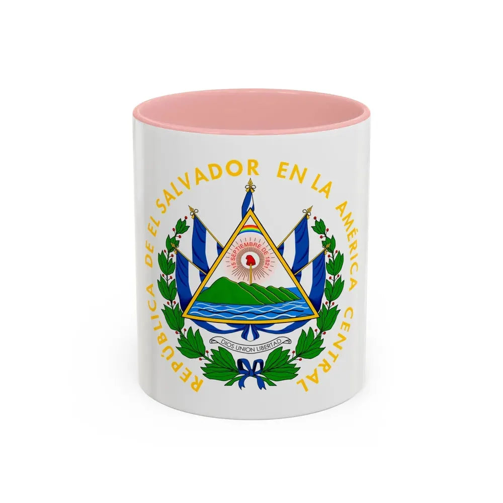 Coat of arms of El Salvador - Accent Coffee Mug 11oz Pink - Go Mug Yourself