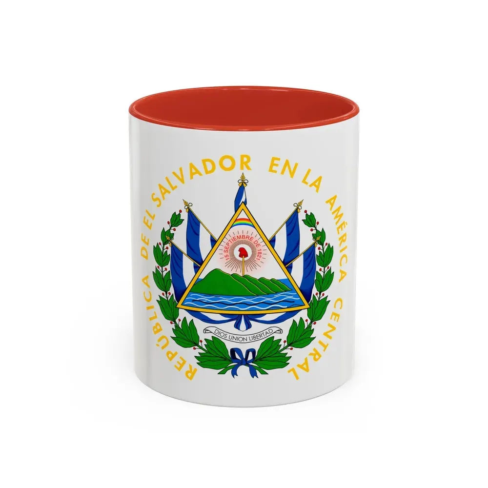Coat of arms of El Salvador - Accent Coffee Mug 11oz Red - Go Mug Yourself