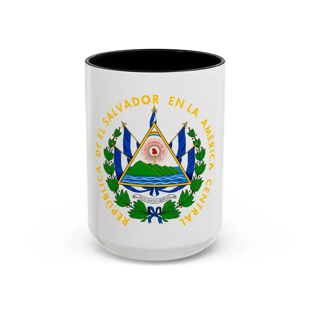 Coat of arms of El Salvador - Accent Coffee Mug 15oz Black - Go Mug Yourself