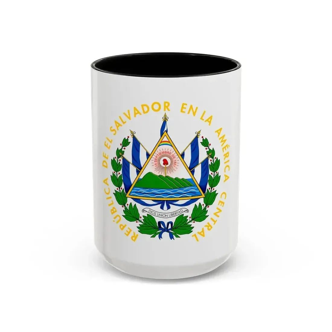 Coat of arms of El Salvador - Accent Coffee Mug 15oz Black - Go Mug Yourself