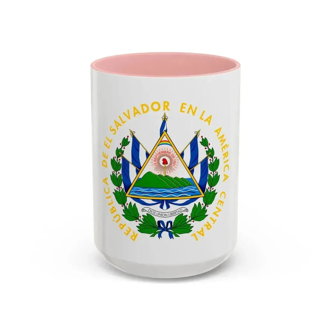 Coat of arms of El Salvador - Accent Coffee Mug 15oz Pink - Go Mug Yourself