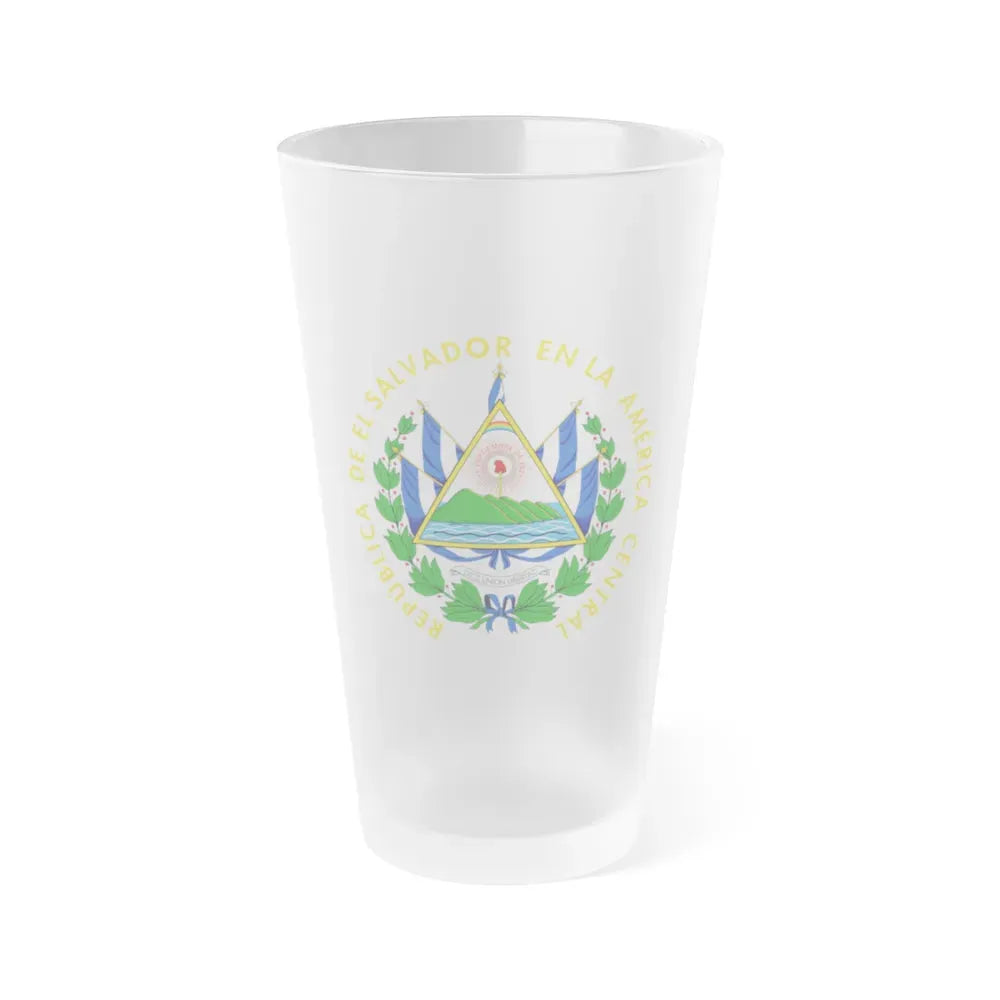 Coat of arms of El Salvador - Frosted Pint Glass 16oz Default Title - Go Mug Yourself
