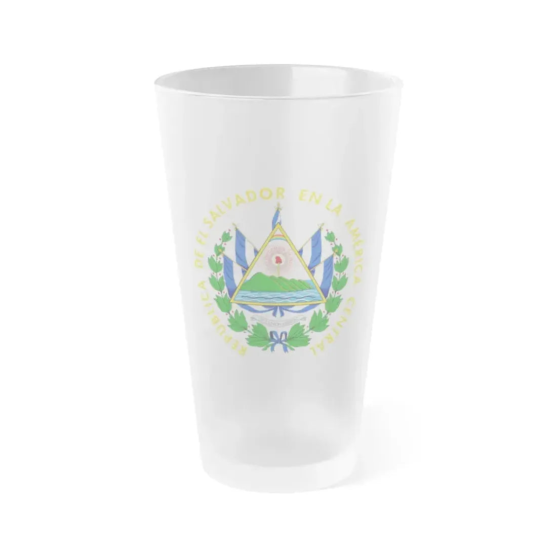 Coat of arms of El Salvador - Frosted Pint Glass 16oz Default Title - Go Mug Yourself