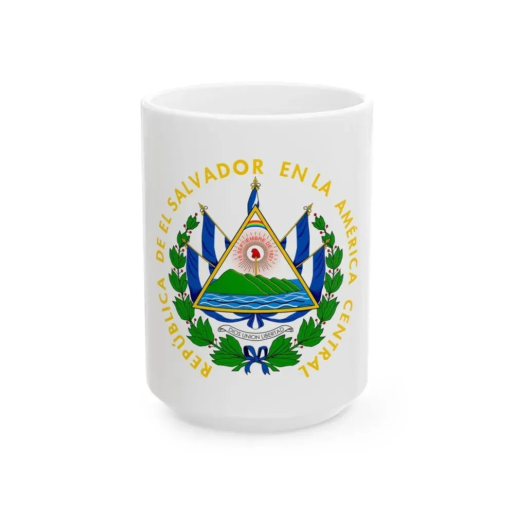 Coat of arms of El Salvador - White Coffee Mug 15oz - Go Mug Yourself
