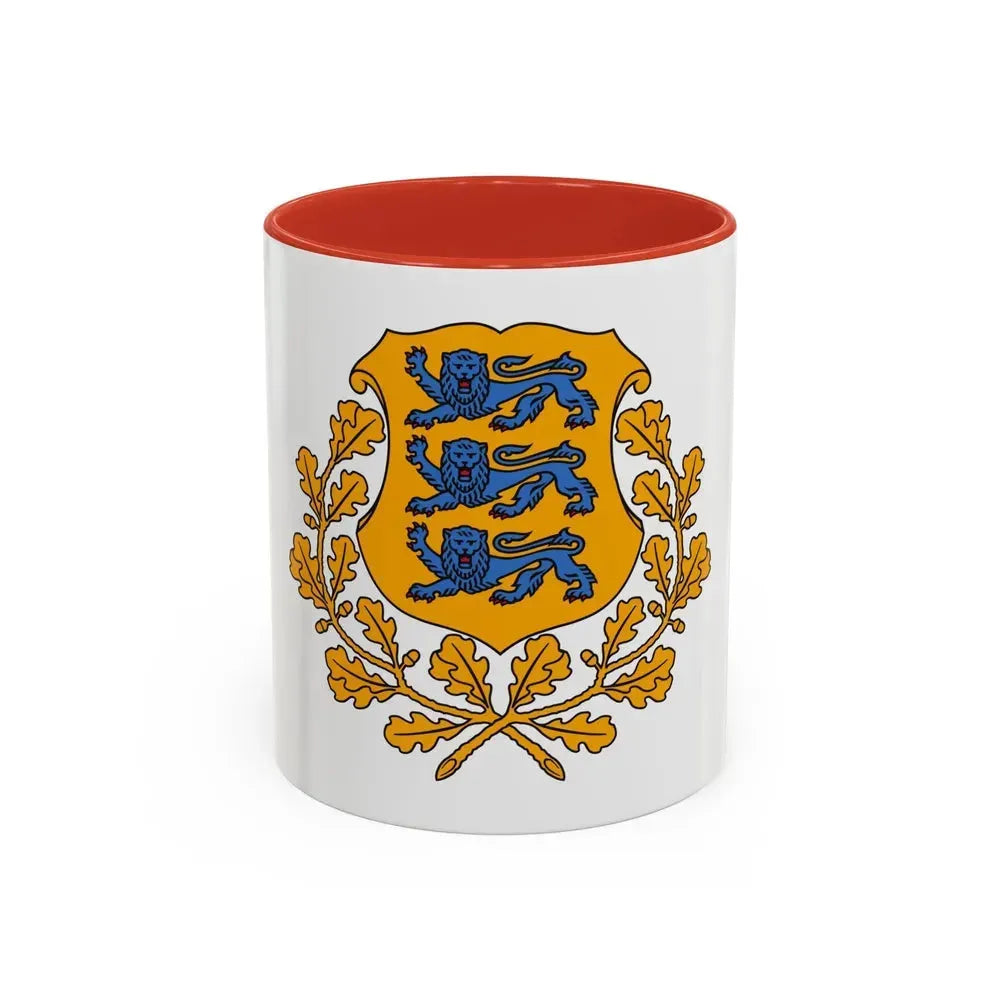 Coat of arms of Estonia - Accent Coffee Mug 11oz Red - Go Mug Yourself