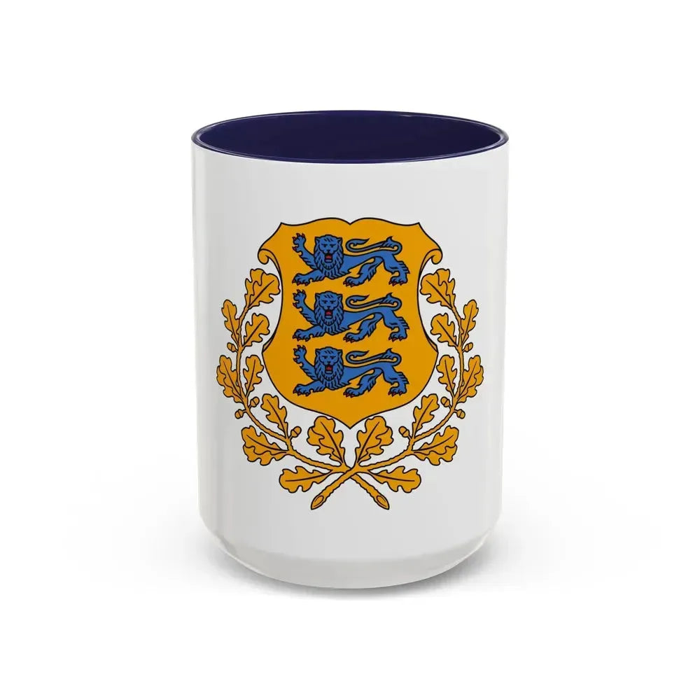 Coat of arms of Estonia - Accent Coffee Mug 15oz Navy - Go Mug Yourself