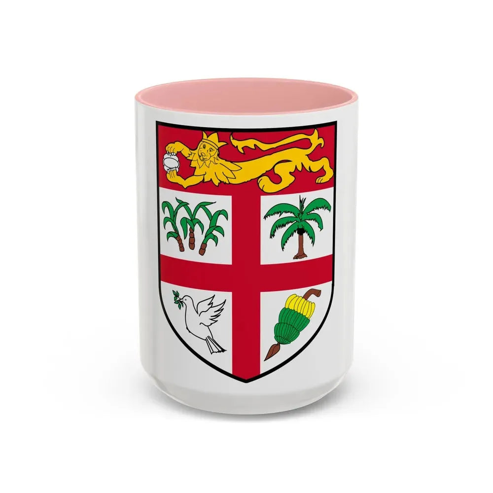 Coat of arms of Fiji 2 - Accent Coffee Mug 15oz Pink - Go Mug Yourself