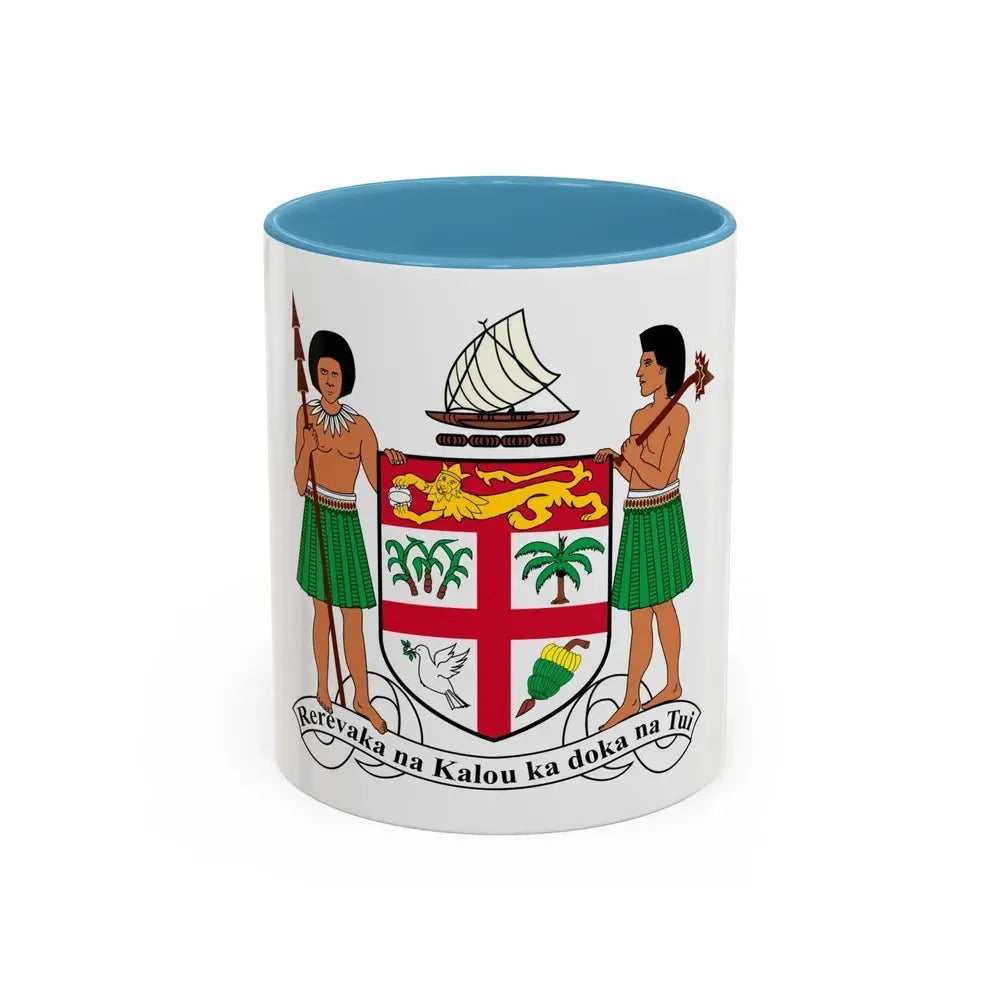 Coat of arms of Fiji - Accent Coffee Mug 11oz Light Blue - Go Mug Yourself