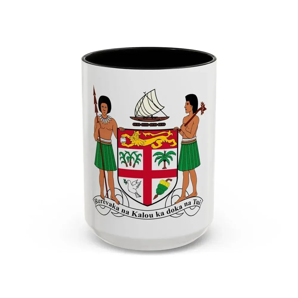 Coat of arms of Fiji - Accent Coffee Mug 15oz Black - Go Mug Yourself