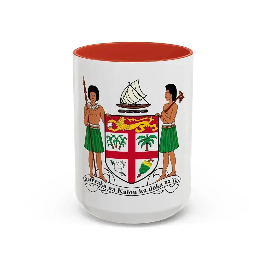 Coat of arms of Fiji - Accent Coffee Mug 15oz Red - Go Mug Yourself