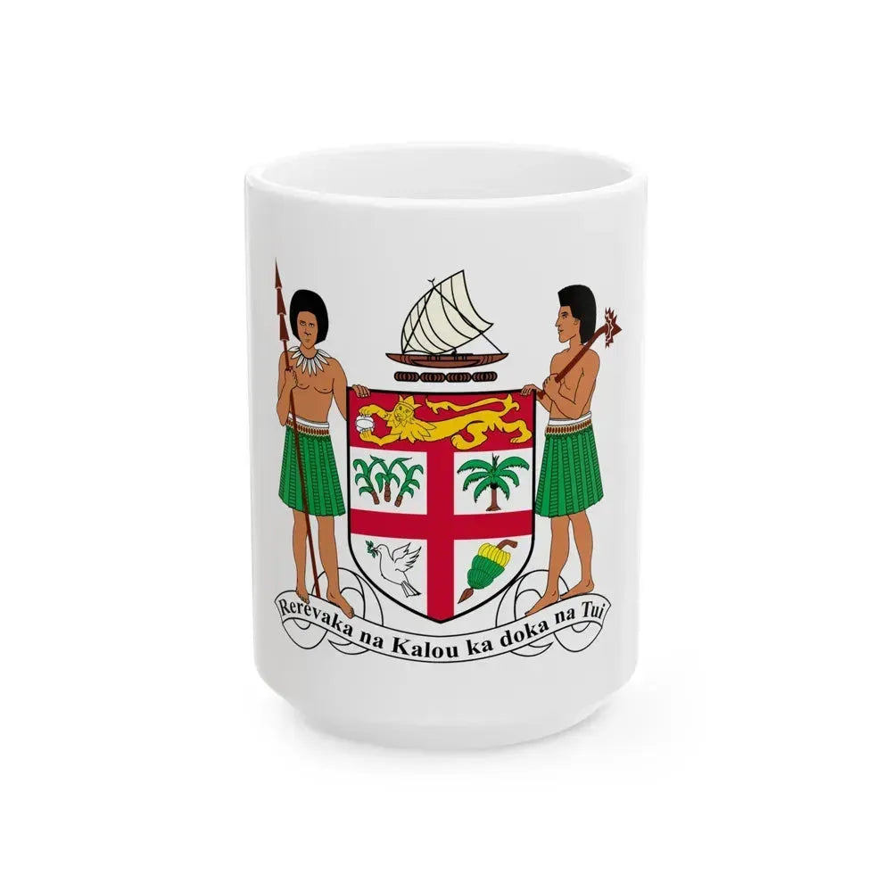 Coat of arms of Fiji - White Coffee Mug 15oz - Go Mug Yourself