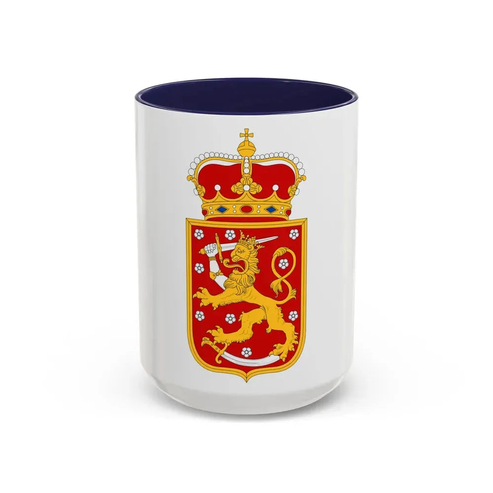Coat of arms of Finland 1918 - Accent Coffee Mug 15oz Navy - Go Mug Yourself