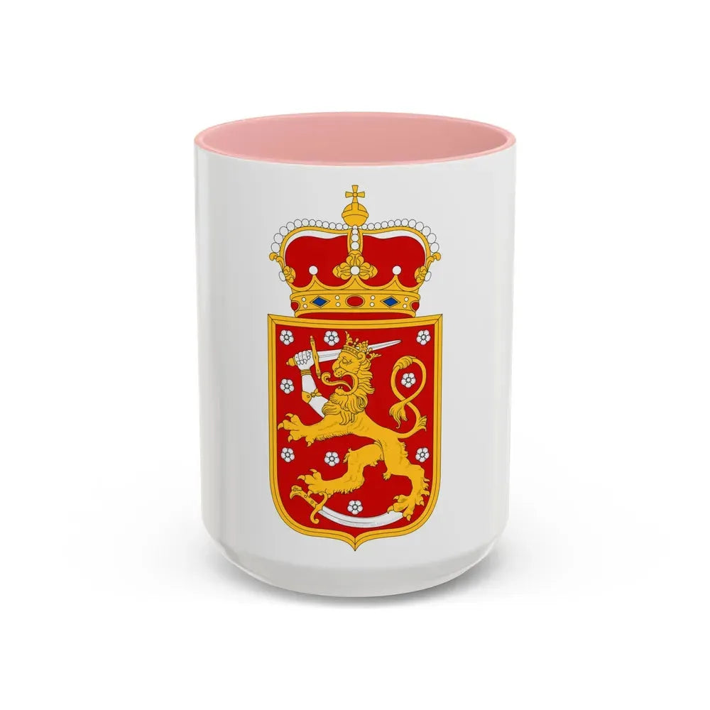 Coat of arms of Finland 1918 - Accent Coffee Mug 15oz Pink - Go Mug Yourself