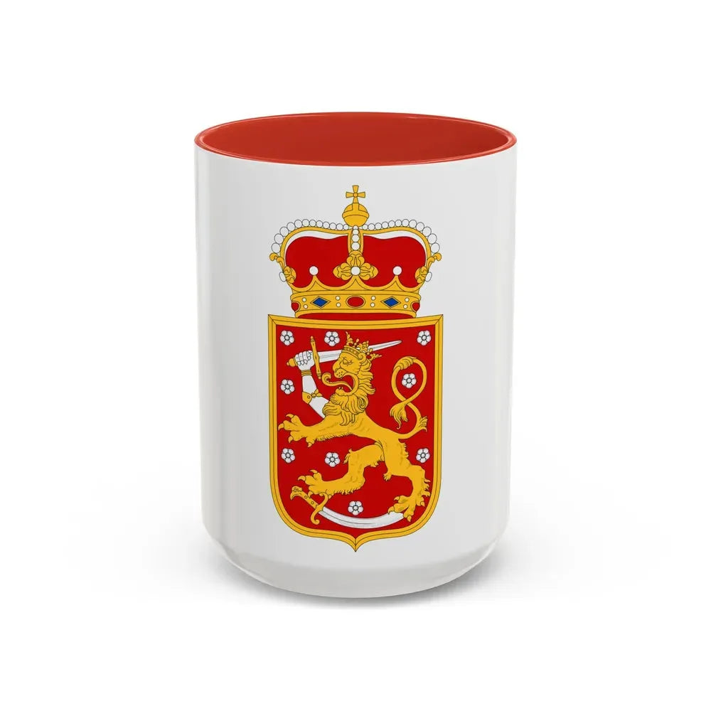 Coat of arms of Finland 1918 - Accent Coffee Mug 15oz Red - Go Mug Yourself