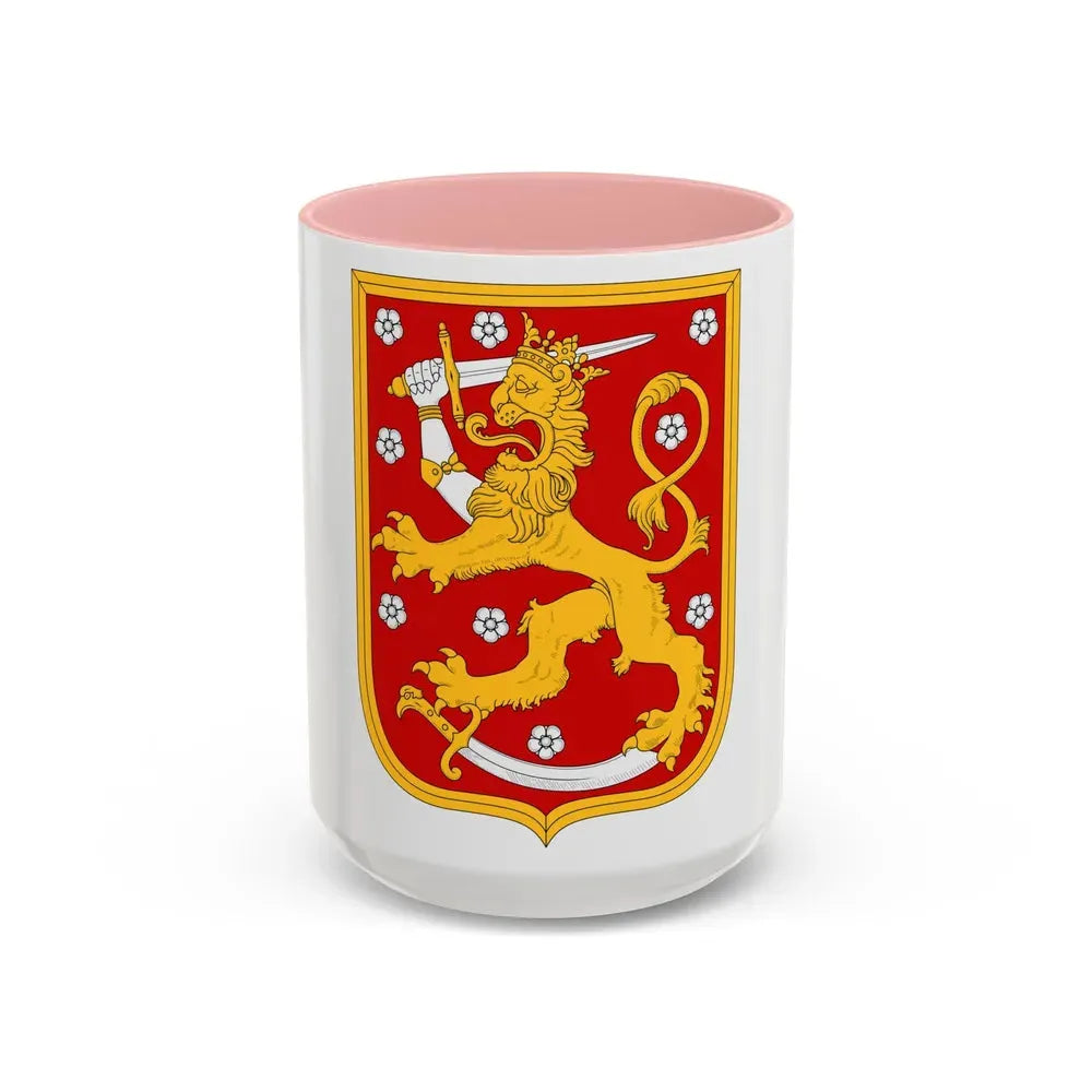 Coat of arms of Finland 1920 - Accent Coffee Mug 15oz Pink - Go Mug Yourself