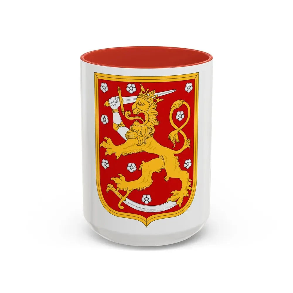Coat of arms of Finland 1920 - Accent Coffee Mug 15oz Red - Go Mug Yourself