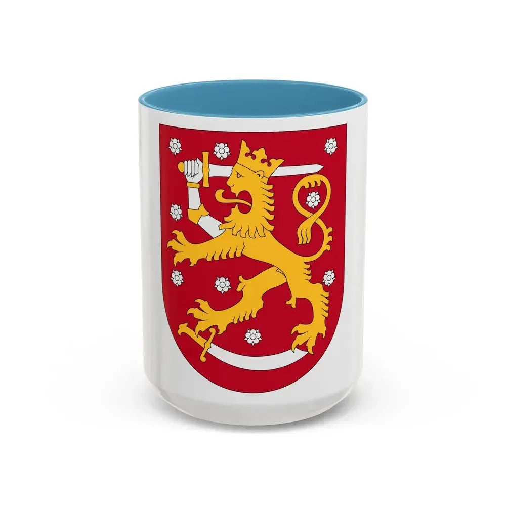 Coat of arms of Finland - Accent Coffee Mug 15oz Light Blue - Go Mug Yourself