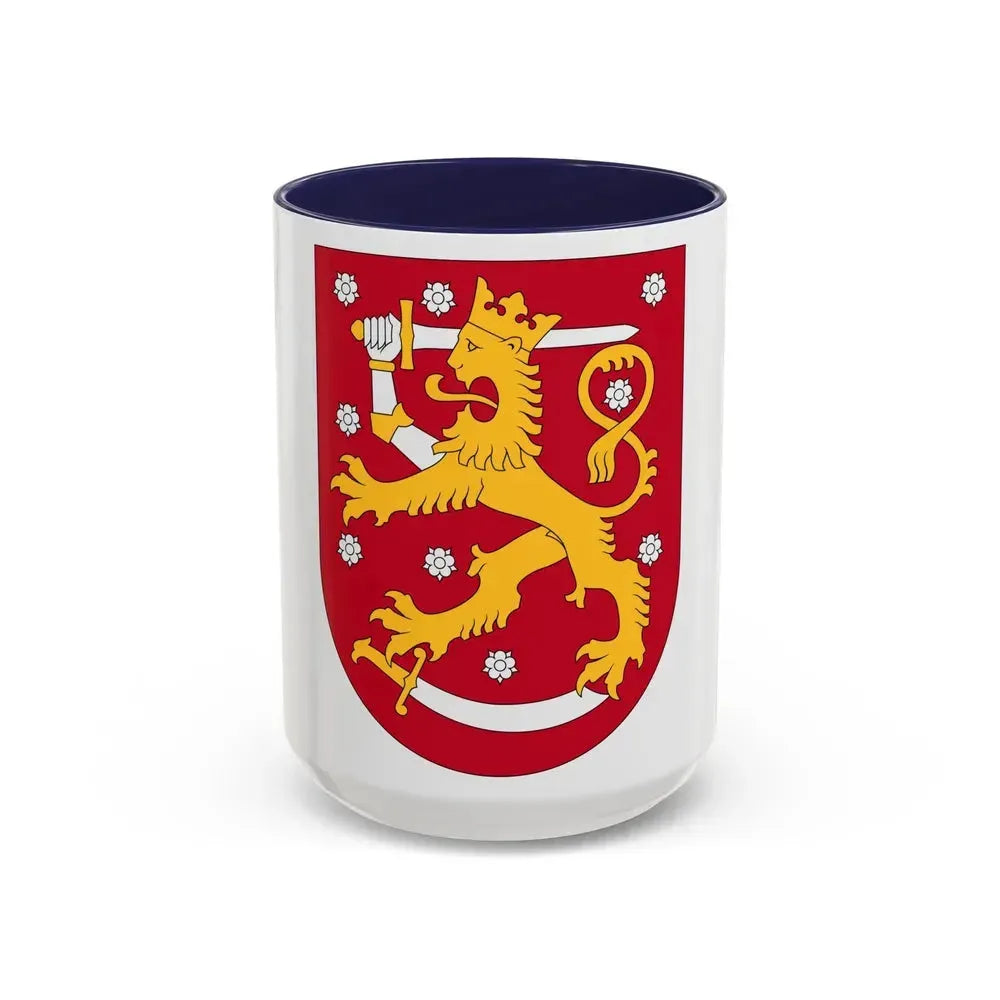 Coat of arms of Finland - Accent Coffee Mug 15oz Navy - Go Mug Yourself