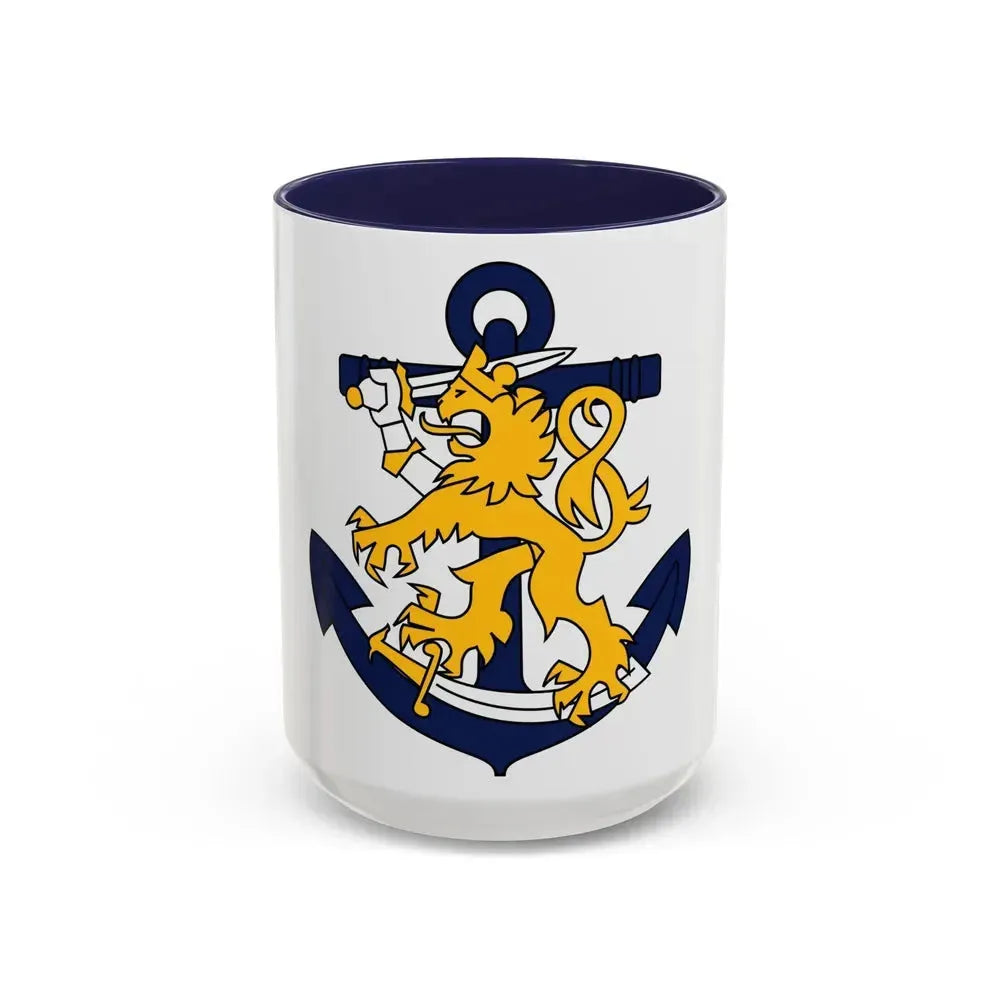 Coat of Arms of Finnish Navy - Accent Coffee Mug 15oz Navy - Go Mug Yourself