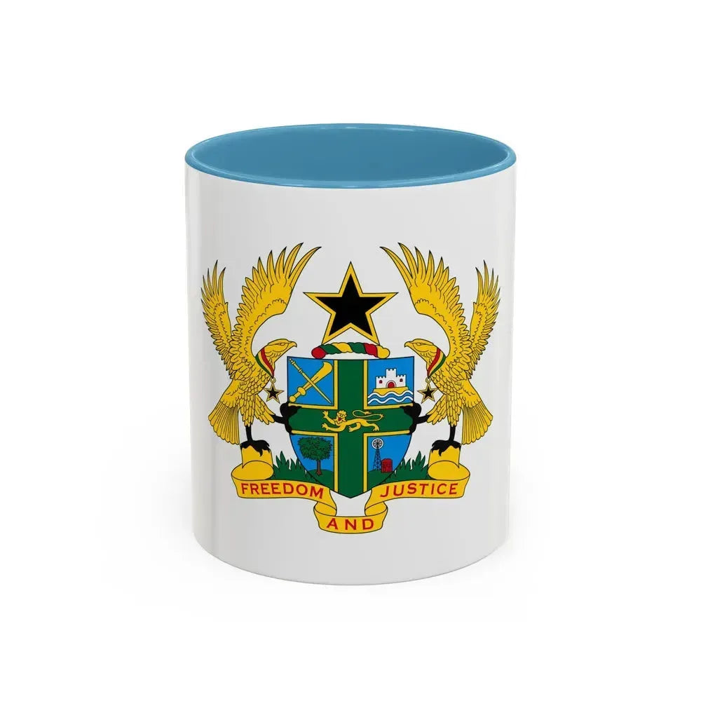 Coat of arms of Ghana - Accent Coffee Mug 11oz Light Blue - Go Mug Yourself