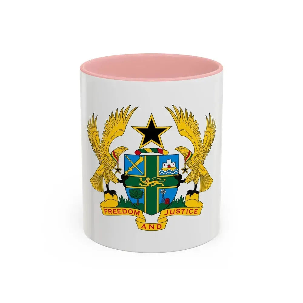 Coat of arms of Ghana - Accent Coffee Mug 11oz Pink - Go Mug Yourself