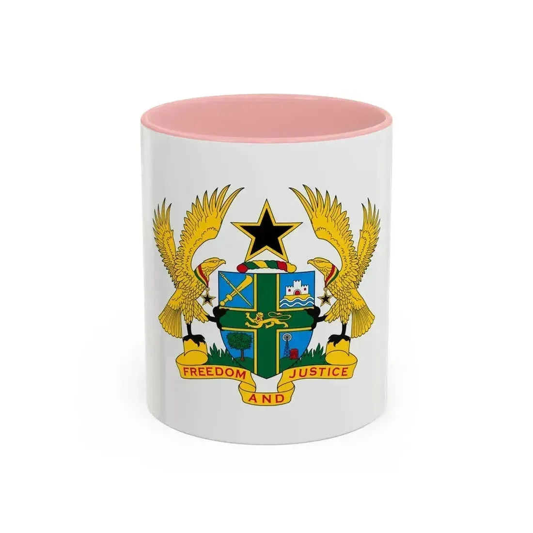 Coat of arms of Ghana - Accent Coffee Mug 11oz Pink - Go Mug Yourself