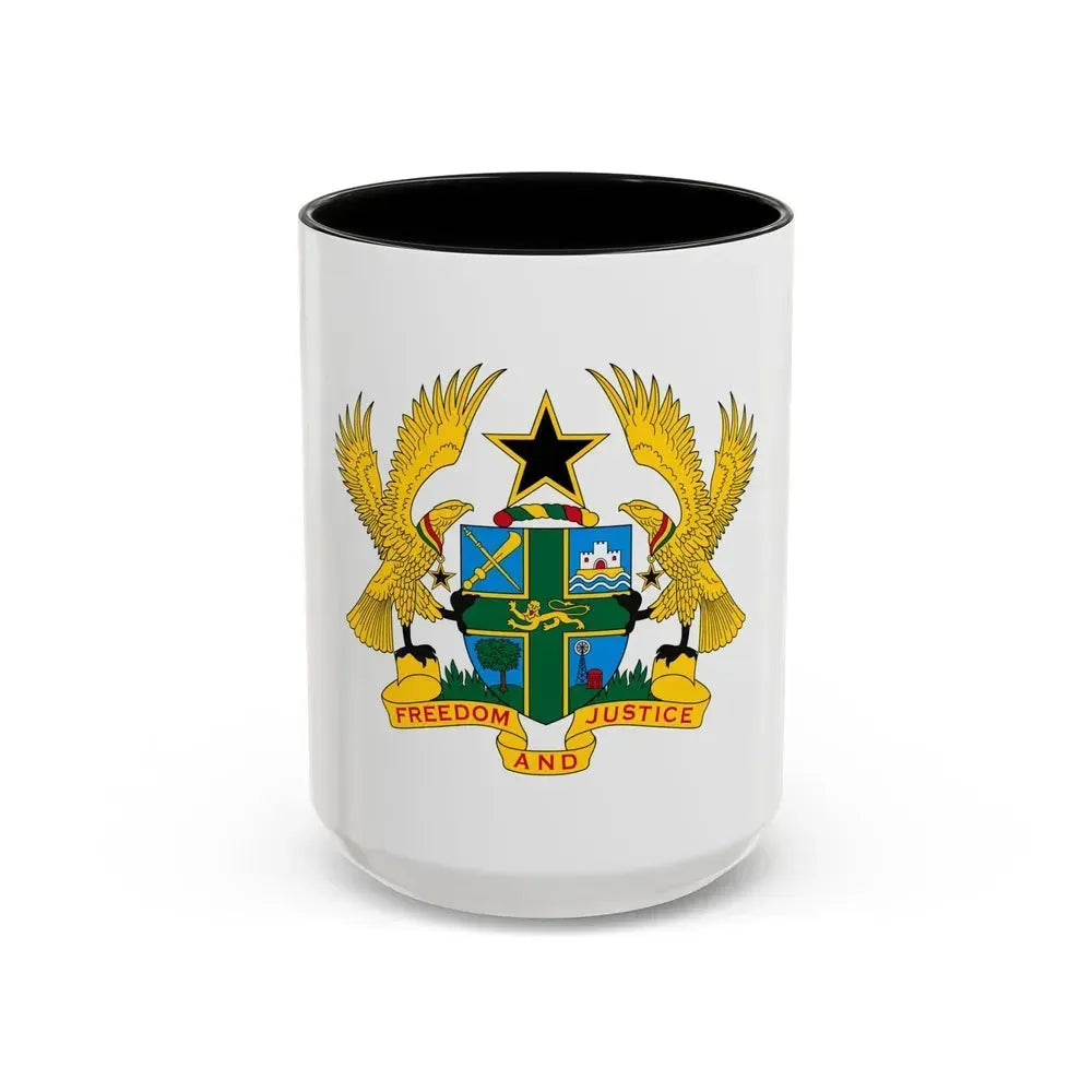 Coat of arms of Ghana - Accent Coffee Mug 15oz Black - Go Mug Yourself