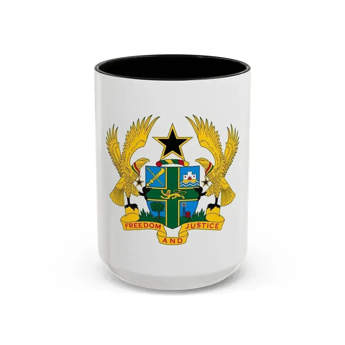 Coat of arms of Ghana - Accent Coffee Mug 15oz Black - Go Mug Yourself