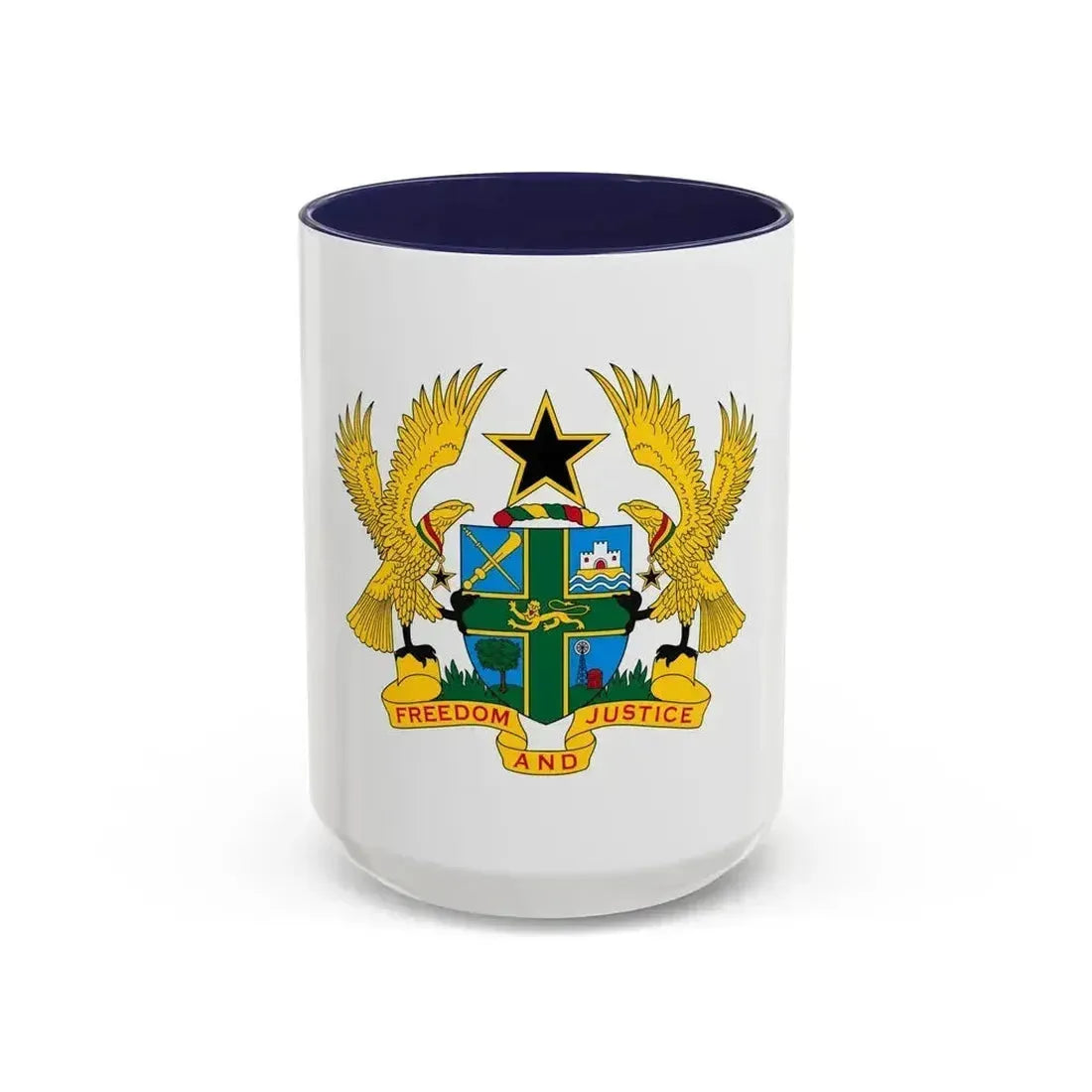 Coat of arms of Ghana - Accent Coffee Mug 15oz Navy - Go Mug Yourself
