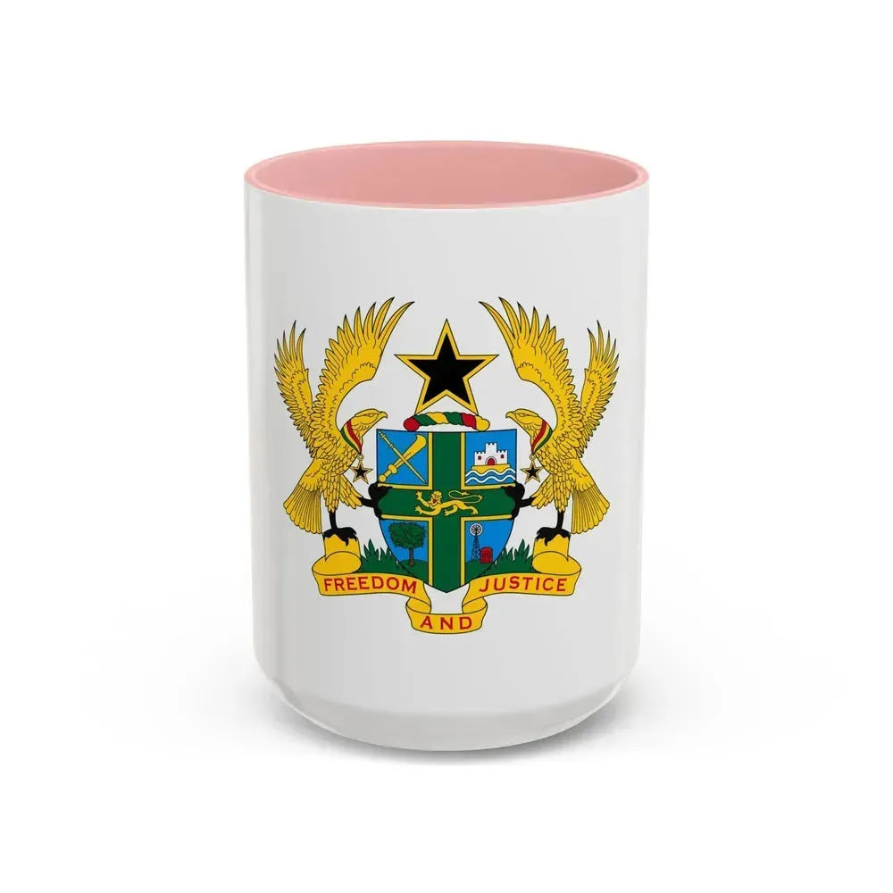 Coat of arms of Ghana - Accent Coffee Mug 15oz Pink - Go Mug Yourself