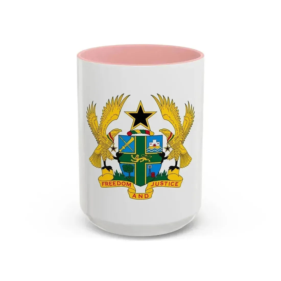 Coat of arms of Ghana - Accent Coffee Mug 15oz Pink - Go Mug Yourself