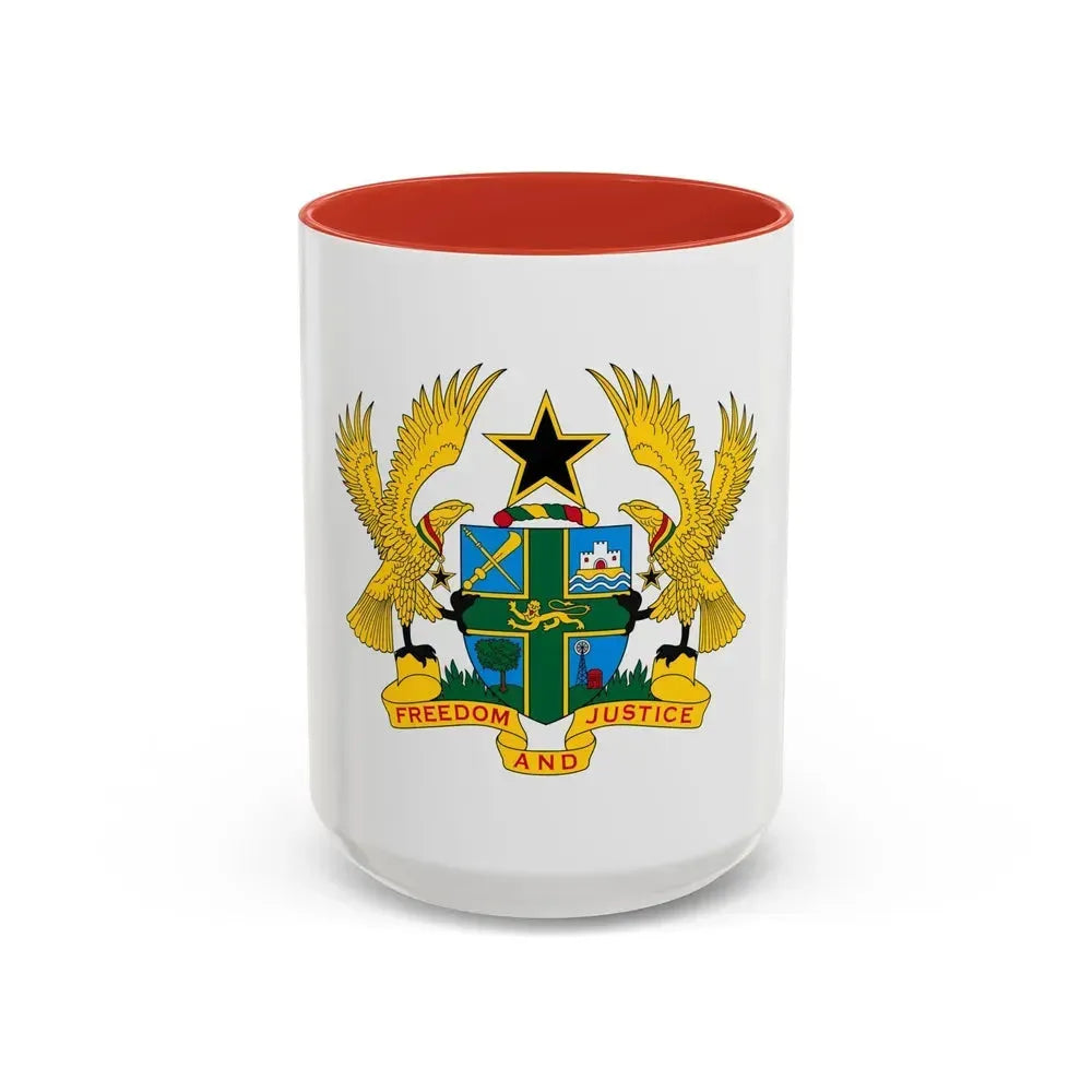 Coat of arms of Ghana - Accent Coffee Mug 15oz Red - Go Mug Yourself